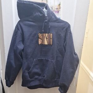 Used Supreme/Navy Blue Hoodie with Tan Patch/Size Medium